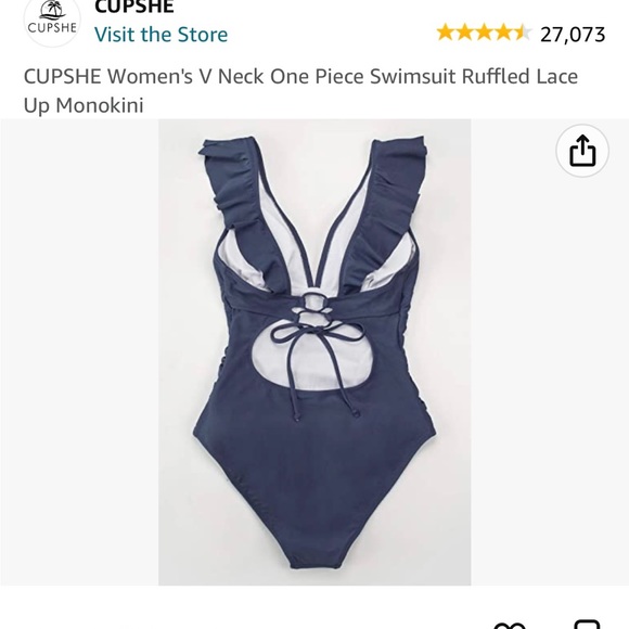 NWT CUPshe one piece with ruffle straps blue size medium - Picture 4 of 8